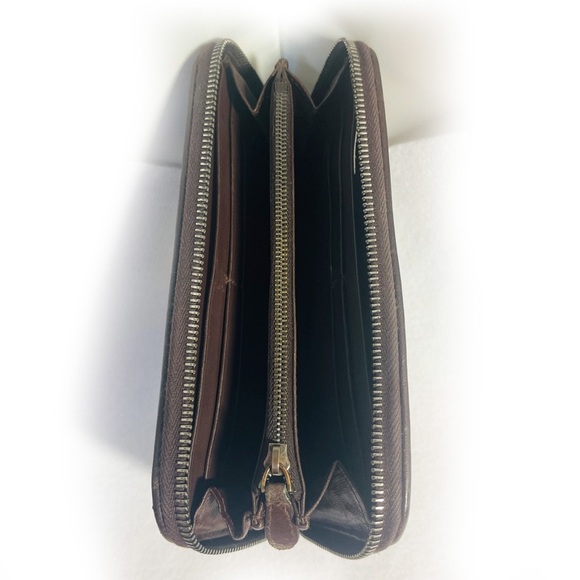 Bottega Veneta Intrecciato Weave Lambskin Full Zip Long Dark Brown Wallet - Picture 4 of 16